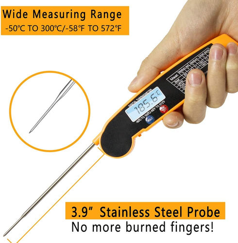 Meat Thermometer with Backlight & Calibration. Best Waterproof, Oversized Screen Digital Instant Read Candy Thermometer for Kitchen, Outdoor Grill...