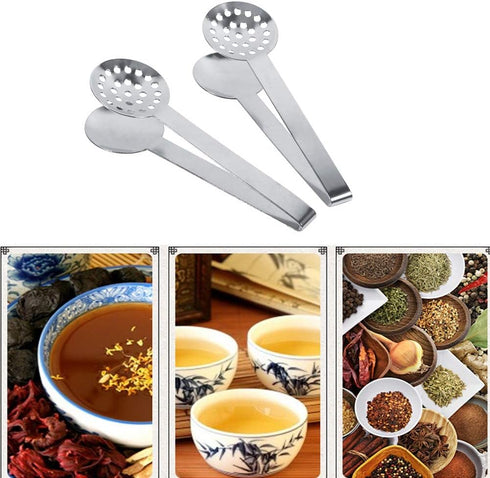 2 Pack Stainless Steel Tea Bag Squeezer Tongs Strainer Grip...