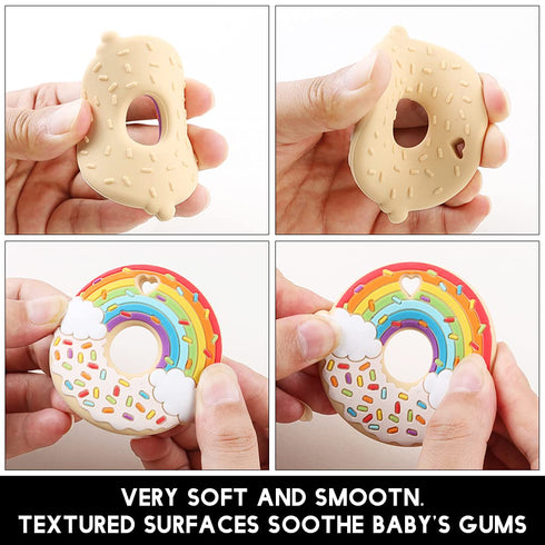 Rainbow Donut Sensory Chew Teether for Boys and Girls,Food Grade Silicone Safety Chewy Teething Toy for Kids with Autism, ADHD,Oral Motor,Teething...