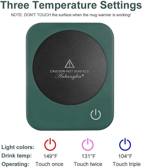 Coffee Mug Warmer, Smart Cup Warmer for Desk, 3 Temperature Control & Auto Shut Off, Electric Cup Warmer for Heating Milk,Tea,Beverage,Candle (Gre...