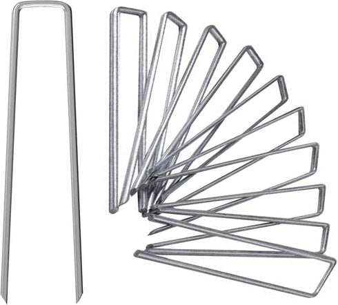 6 Inch Galvanized Garden Landscape Staples Stakes, 25 50 100 PCS Anti-Rust Garden Staples U-Shaped Landscape Pins for Secure Lawn Fabric (25, 6 in...