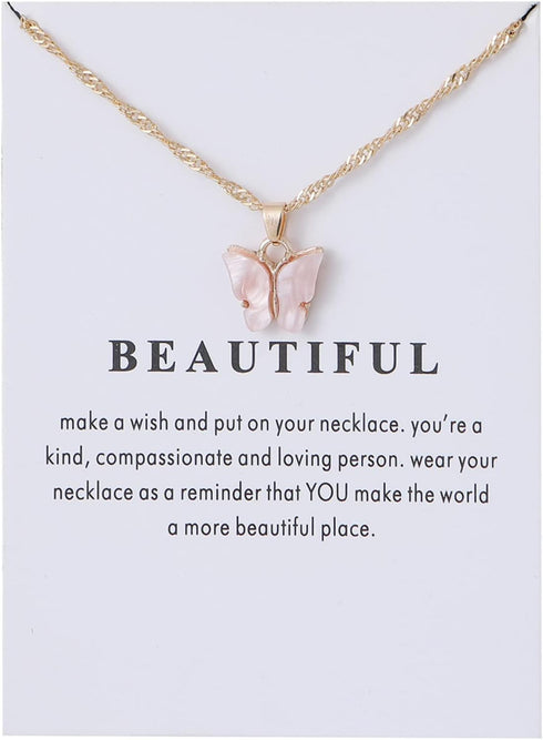 9Pcs Bohemian Butterfly Pendant Necklace Set,Dainty Adjustable Acrylic Colorful Insect Chain Necklace Minimalist Choker Necklace for Women Lover J...