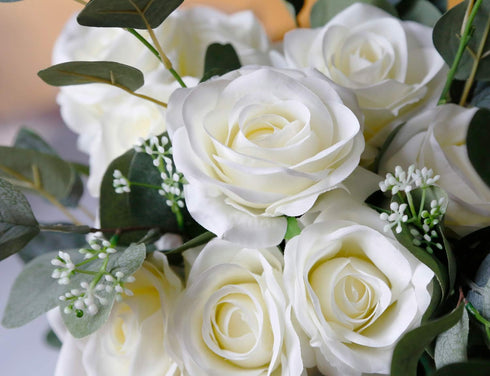 DuHouse 10pcs Fake Roses Artificial Silk Flowers Faux Rose Flower Long Stems Bouquet for Arrangement Wedding Centerpiece Party Home Kitchen Decor(...