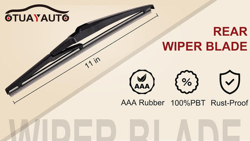 OTUAYAUTO Rear Windshield Wiper Blades - 11" Car Back Window Wiper - Replacement for Chevy HHR, Hyundai Accent, Jeep Grand Cherokee, Kia Rio Soren...