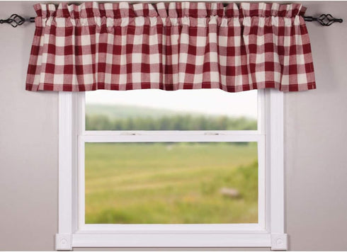 Buffalo Check Red and Buttermilk 72" x 15.5" Lined Cotton Valance by Raghu...