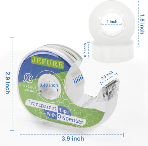 18Pcs Transparent Tape with Dispenser, 0.7 x 1000In Clear Tapes Dispensers, Office Tape Rolls with Dispenser Bulk, Tape Refills for Dispenser Desk...