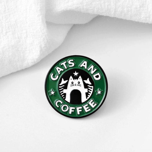 Handmade Cats and Coffee Enamel Pin Brooch Badge - Lapel Pin - Deluxe Gift Decoration...