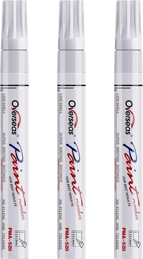 Permanent Paint Markers Pens - 3 Pack White Oil Based Paint Pens, Medium Tip, Quick Drying and Waterproof Marker Pen for Metal, Rock, Wood, Fabric...