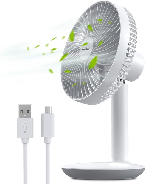 6-Inch Rechargeable Small Desk Fan, Portable Battery-Operated Table Electric Fan with 4 Speed Levels, Personal Mini Fan for Home Bed Study Room Be...