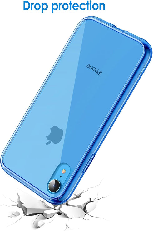 JETech Case for iPhone XR 6.1-Inch, Non-Yellowing Shockproof Phone Bumper Cover, Anti-Scratch Clear Back (Blue)...