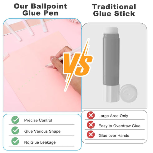 6 Pcs Ballpoint Glue Pen, Quick Dry Glue Pens Cute Macaron Glue Pen Gel Pens Glue Sticks for Handmade Crafting Scrapbooking Card Making School Sup...