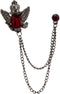 an KINGPiiN Lapel Pin for Men Crowned Stone with Hanging Chain Tassel Brooch Costume Pin Shirt Studs Men's Accessories (Gun Metal-Red)...