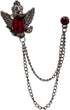 an KINGPiiN Lapel Pin for Men Crowned Stone with Hanging Chain Tassel Brooch Costume Pin Shirt Studs Men's Accessories (Gun Metal-Red)...