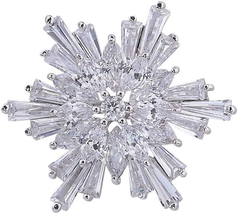 OKA Clear Austrian Crystal Winter Snowflake Brooch Pin, Elegant White Crystal Brooch Pins for Women...