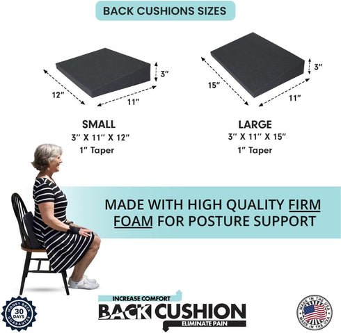 Back Wedge Cushion for Support, Stress Relief, and Posture When Sitting in Chair Or Car (Small Size 12”)...