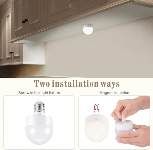 LINEWAY Rechargeable Light Bulbs with Remote, Battery Operated Light Bulb 2000mAh E26 Detachable Charging, 15 Colors Selectable/Timer/Dimmer Puck ...
