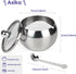 asika Sugar Bowl, Stainless Steel Sugar Pot with Clear Lid and Spoon, Drum Shape Small Condiment Container for Home and Kitchen, 8.1 Ounces(240 Mi...
