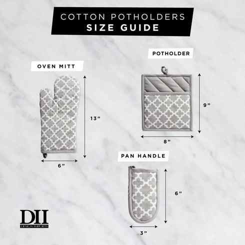 DII Quilted Kitchen Oven Mitt & Potholder Set, Hanging Loop for Convenient Storage, OM 6.5x12/PH 8x8.5, Eggplant Damask Print, 2 Piece...