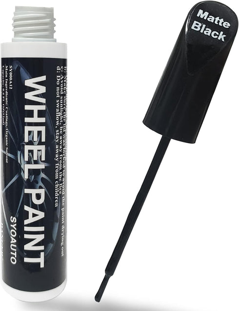 SYOAUTO Black Rim Touch Up Paint Rim Scratch Repair Pen Wheel Touch Up Paint Car Rim Paint Pen Universal Color Satin Matte Black Wheel Paint (Matt...