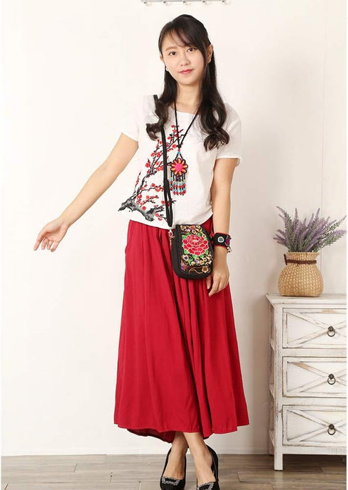 Women's Small Cute Boho Canvas Crossbody Camera Bag Cell Phone Purse with Floral Embroidery...