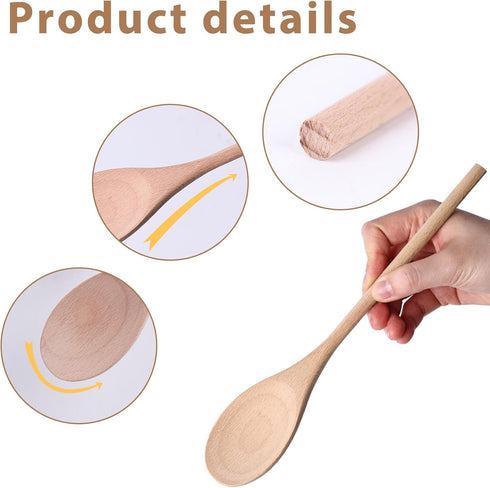 HANSGO 6PCS Long Handle Wooden Cooking Spoons, 14 Inch Long Wooden Spoons Wooden Tasting Spoons Large Cooking Spoons...
