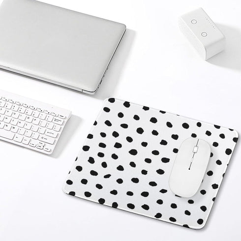 Polka Dots Square Mouse Pad Boho,White Small Mouse Pads for Desk Wireless Mouse,Stitched Edge Mousepad Non-Slip Rubber Base Gaming Mouse Mat for C...
