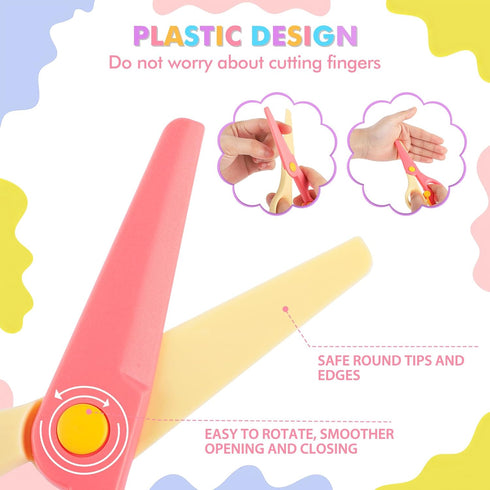 UCEC Toddler Scissors Kids Paper Cut 100 Sheets, 2PCS Plastic Safety Scissors + 2PCS Stainless Steel Preschool Training Scissors, DIY Art Craft Or...