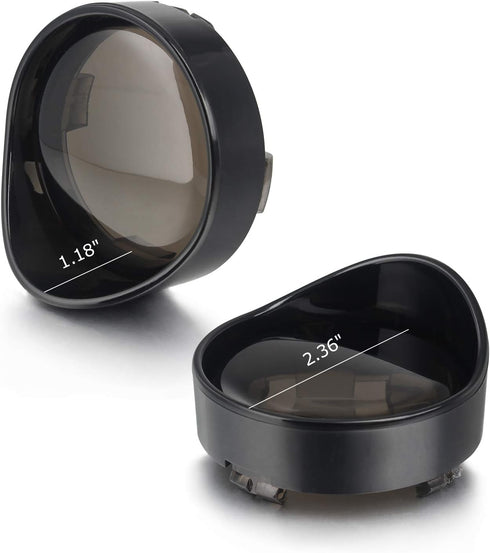 NTHREEAUTO 4PCS Bullet Smoked Turn Signals Lens Cover with Black Visors Bezels Compatible with Harley Dyna Sportster Softail Street Glide Road Kin...