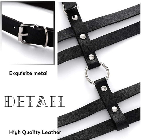 Leather Leg Body Harness Fashion Rave Goth Waist Chain Garter Belts for Women...