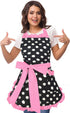 Violet Mist Vintage Apron for Women, Pink Polka Dot Retro Stylish Apron with Pockets, Adjustable Neck Strap...