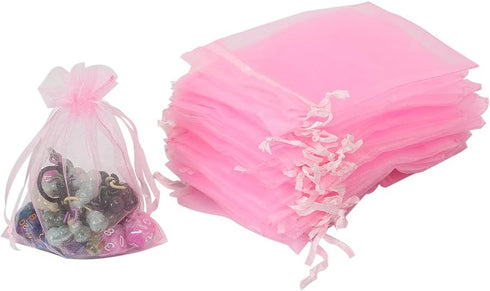 HRX Package 100pcs Pink Organza Bags,4 x 6 inches Wedding Christmas Favors Gift Drawstring Bags Jewelry Pouches...