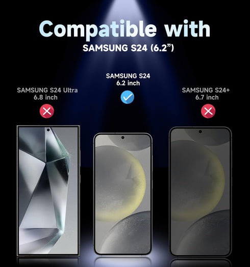 MAGIC JOHN 2 Pack for Samsung Galaxy S24 Privacy Glass Screen Protector inch, Anti-spy Tempered Glass Film, Auto Dust-Elimination Installation, Bu...