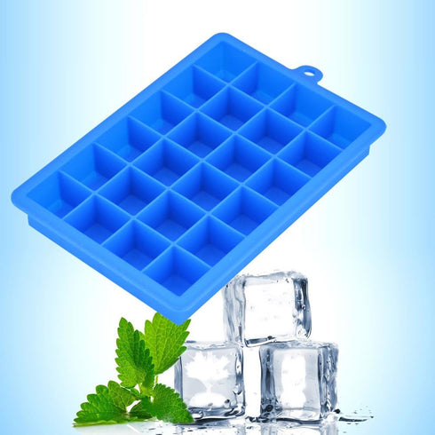 Ice Cube Tray, Silicone Square Ice Trays Easy Release Stackable Ice Cube Mold with Removable Lid, 24 Cavity (2 Pack,Blue)...