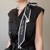 Pearl Ribbon Choker Necklace for Women Long Silk Scarf Bow Choker Vintage French Style Satin Slim Ribbon Necklace for Girls Scarf Tie Headdress Ha...