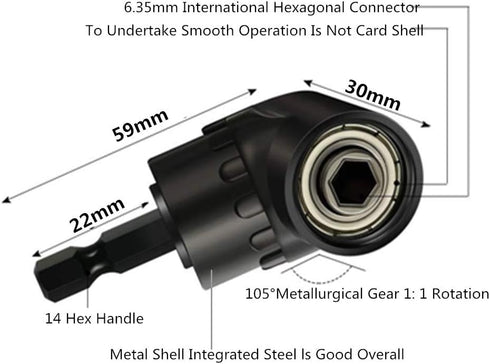4-Piece Power Drill Sockets Adapter Sets,360°Rotatable 1/4" 3/8" 1/2" Impact Grade Driver Sockets Adapter Extension Set Drill Bit+105 Degree Right...