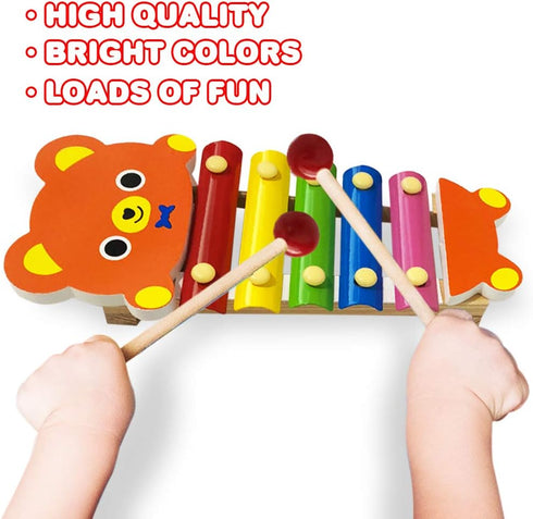 ArtCreativity Teddy Bear Xylophone, 1PC, Fun Musical Instruments for Kids, Colorful Xylophone Music Toy with 2 Sticks, Development Learning Toys f...