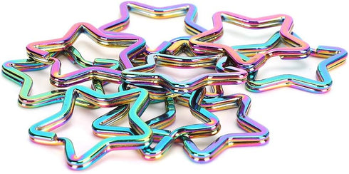 Pentacle Shaped Key Rings, Flat Metal Chain Rings Construction Long Lasting Lightweight Portable Colorful for Fashionable Home Car Office DIY Jewe...