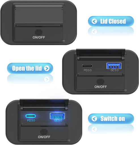 12V USB Outlet Surface Mount Lightweight PD USB C 30W and QC 3.0 18W USB Ports for Car, 12 Volt USB Cigarette Lighter Replacement Charger Socket P...