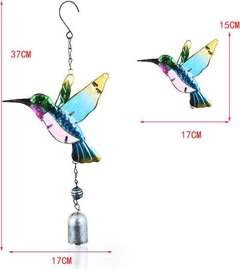 Hummingbird Decor with Bell, Hummingbird Wind Chimes, Hanging Bell Decorations for Yard, Garden, Home and Outdoor, Gift for Mom...