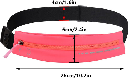 Slim Running Belt for Women Men Water Resiatant Runners Fanny Pack Adjustable Waist Pouch Reflective Phone holder Running Gear Accessories for Spo...
