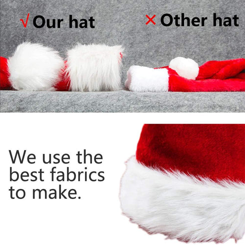 AOGU 4 Pack Plush Santa Hat Confortable Velvet Red Christmas Hat for Christmas Party Favors Fit for Adults and Kids...