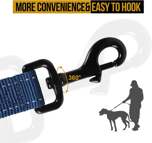 OneTigris Handled No-Pull Dog Walking Leash Long Traffic Leads for Medium to Large Dogs (Blue, 6FT)...