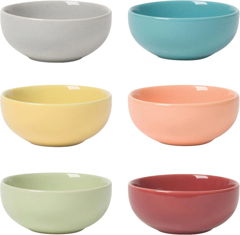 Now Designs Canyon Ceramic Pinch Bowl Set, Soy Sauce Dish, Set of 6, 2 oz...