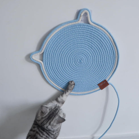 Cat Scratcher Mat, Natural Cotton Rope Round Horizontal Scratching Pads with Ball Toy, Cat Furniture Protector Scratch Pad for Indoor Cat Scratche...