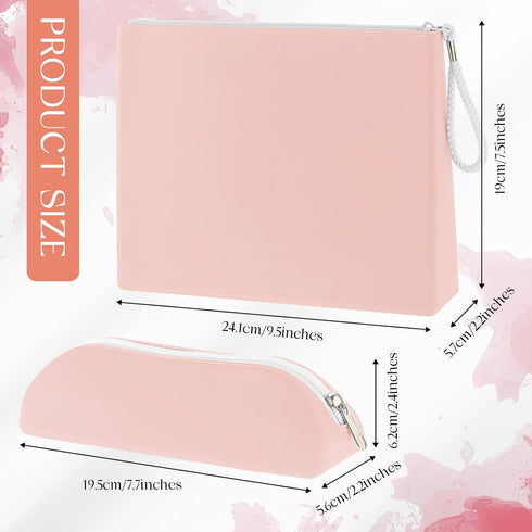 2 Pcs Silicone Makeup Bag and Makeup Brush Holder Silicone Cosmetic Bag with Zipper Waterproof Travel Toiletry Bag Makeup Tools Organizer for Trav...