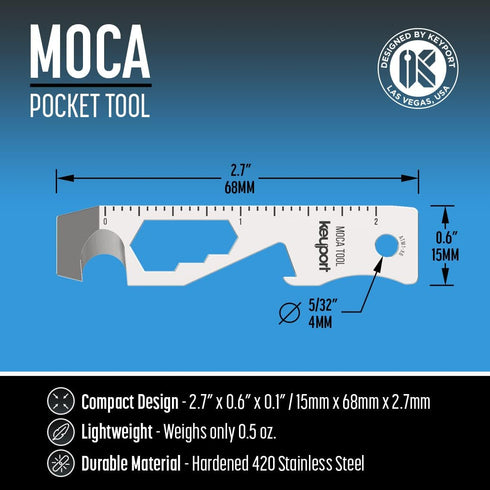 Keyport MOCA 10-in-1 Keychain Multitool (Stainless) | EDC Multi Tool: Pry Bar, Bottle Opener, Screwdriver, Box Opener, Cord Cutter & More | TSA Ke...