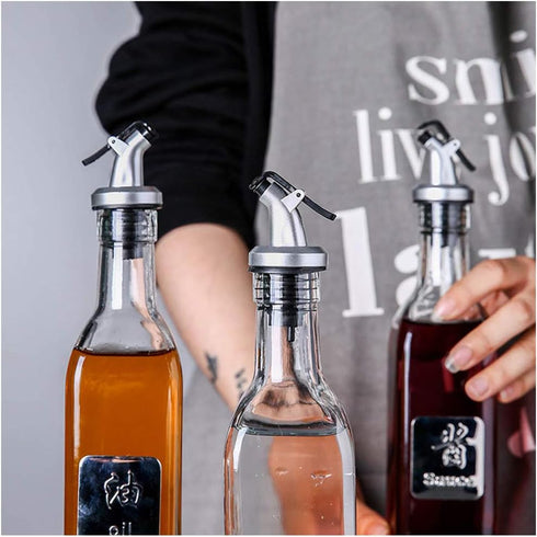 4 Pcs Oil Pour Spouts, Olive Oil Bottle Dispenser with Leakproof Nozzle for Olive Oil, Wine, Vinegar, Soy Sauce, Oil Bottle Dispenser Kitchen Tool...