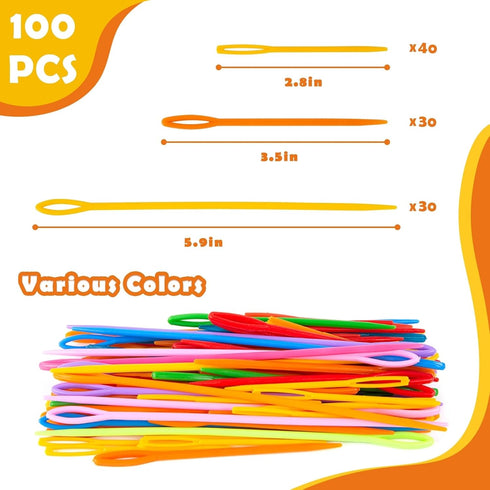 LOVEINUSA 100PCS Plastic Needles for Kids, Large Eye Yarn Needles for DIY Stitchery Plastic Sewing Needles Tapestry...