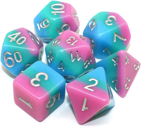 Dice Resin D&D Transparent Dice Set Fit Dungeons and Dragons DND RPG Pathfinder Role Playing Games Blue Green Rose 3 Layers Polyhedral Dice...