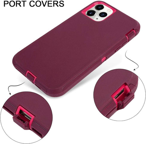 For iPhone 13 Pro Max Case with Full Body Protection, iPhone 12 Pro Max Case Heavy Duty Shockproof 3 in 1 Silicone Rubber with Hard PC Rugged Dura...